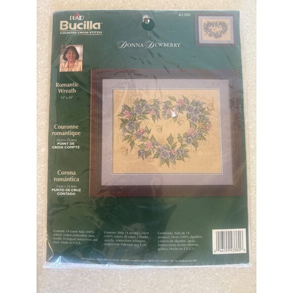 Bucilla Romantic Wreath Counted Cross-Stitch Kit By Donna Dewberry 13" x 10" Com - Picture 3 of 3